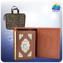 گزیده دیوان شمس تبریزی نفیس وزيری جعبه باز شو چرم کاغذ گلاسه با ساک ترمه هدیه (كد 110044)