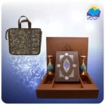 ست کلیات شاهنامه رحلی جعبه لپ تاپی چرم کاغذ عطری با 2 گلدان فیروزه با ساک ترمه هدیه(كد90285)