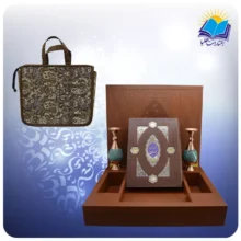 ست کلیات شاهنامه رحلی جعبه لپ تاپی چرم کاغذ عطری با 2 گلدان فیروزه با ساک ترمه هدیه(كد90285)