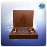 ست کلیات شاهنامه رحلی جعبه لپ تاپی چرم کاغذ عطری با 2 گلدان فیروزه با ساک ترمه هدیه(كد90285)