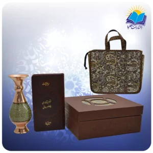 خيام و باباطاهر پالتويی چرم با گلدان خاتم 16 با ساک ترمه هدیه(كد 90144)