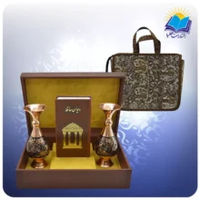 حافظ پالتويی چرم با دو گلدان الماس تراش 16 با ساک ترمه هدیه (كد 90150)