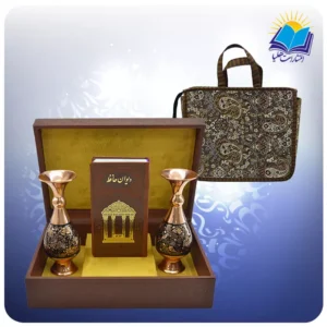 حافظ پالتويی چرم با دو گلدان الماس تراش 16 با ساک ترمه هدیه (كد 90150)