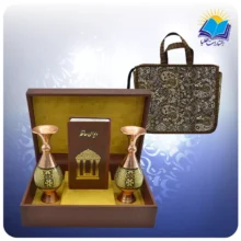 حافظ پالتويی چرم با دو گلدان خاتم 16 با ساک ترمه هدیه (كد 90151)