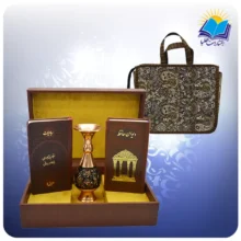 حافظ و خيام و باباطاهر پالتويی چرم با گلدان الماس تراش 16 با ساک ترمه هدیه (كد 90163)