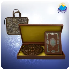 گزیده شاهنامه وزيری چرم با بشقاب الماس تراش 25 با ساک ترمه هدیه(كد 90183)