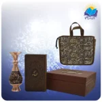 صحيفه سجاديه پالتويی چرم با گلدان الماس تراش 16 با ساک ترمه هدیه(كد 90184)