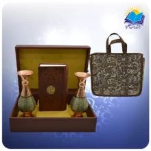 نهج البلاغه پالتويی چرم با دوگلدان خاتم 16 با ساک ترمه هدیه(كد 90197)