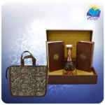 قرآن و نهج البلاغه پالتويی چرم با گلدان الماس تراش 16 با ساک ترمه هدیه (كد 90199)