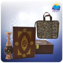 دیوان حافظ وزیری تمام مصور با گلدان فیروزه با ساک ترمه هدیه (كد 90321)