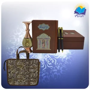 حافظ جیبی چرم با گلدان خاتم و خودکار و روان نویس (کد 90234)