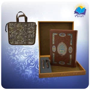 گزیده شاهنامه وزیری چرم با خودکار و روان نویس طرحدار با ساک ترمه هدیه(کد 90250)