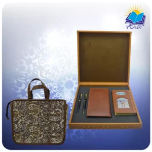 ست حافظ پالتويی با كيف چرم خودكار و روان نويس با ساک ترمه هدیه (كد 90255)