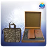 ست قرآن پالتويی با كیف چرم طبيعی خودكار و روان نويس با ساک ترمه هدیه (كد 90256)