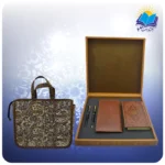 ست قرآن پالتويی با كيف چرم خودكار و روان نويس با ساک ترمه هدیه (كد 90257)