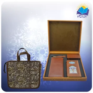 ست حافظ پالتويی با كيف و جاكارتی و جاسوييچی چرم با ساک ترمه هدیه (كد 90259)