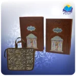 دیوان حافظ وزیری قابدار چرم پلاکدار لبچاپ با فال با ساک ترمه هدیه(کد110395)