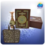 قرآن وزیری عطری بدون ترجمه با گلدان مس و خاتم با ساک ترمه هدیه (کد 140121)