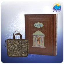 ديوان حافظ وزيري تمام مصور جعبه دار چرم پلاك مقبره لبچاپ با ساک ترمه(كد110378)