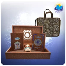 قرآن و حافظ وزیری با گلدان فیروزه 25 با ساک ترمه هدیه(کد 90355)