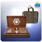 حافظ و شاهنامه وزیری با گلدان فیروزه 25 با ساک ترمه هدیه(کد 90356)