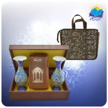 حافظ پالتویی چرم با دوگلدان مینا 16 با ساک ترمه هدیه (کد 90365)