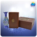 قرآن پالتویی چرم با گلدان مینا 16 با ساک ترمه هدیه (کد 90366)