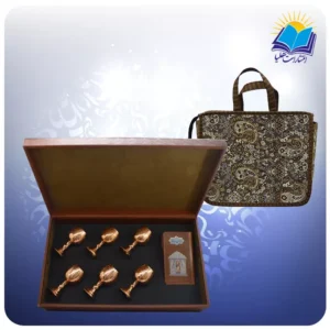 حافظ پالتویی با 6 عدد جام مسی با ساک ترمه هدیه (کد 90241)