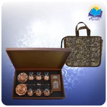 حافظ پالتویی با ست کامل چایخوری مسی با ساک ترمه هدیه (کد 90244)