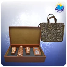 حافظ پالتویی با قمقمه و دو لیوان مسی با ساک ترمه هدیه (کد 90245)