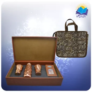 حافظ پالتویی با قمقمه و دو لیوان مسی با ساک ترمه هدیه (کد 90245)