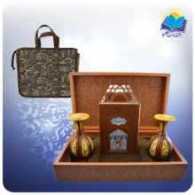 حافظ وزیری با دو گلدان چرم طبیعی با ساک ترمه هدیه (کد90277)