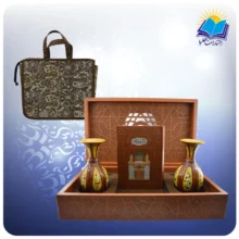 مثنوی وزیری با دو گلدان چرم طبیعی با ساک ترمه هدیه (کد90278)