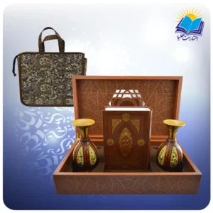 کلیات شاهنامه وزیری با دو گلدان چرم طبیعی با ساک ترمه هدیه (کد90279)