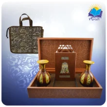 خیام وزیری با دو گلدان چرم طبیعی با ساک ترمه هدیه (کد90280)