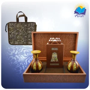 خیام وزیری با دو گلدان چرم طبیعی با ساک ترمه هدیه (کد90280)