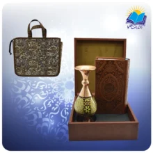 شاهنامه پالتویی چرم با گلدان خاتم 16 با ساک ترمه هدیه (كد 90287)