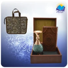 شاهنامه پالتویی چرم با گلدان فيروزه 16 با ساک ترمه هدیه (كد 90288)