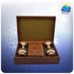 شاهنامه پالتویی چرم با دو گلدان الماس تراش 16 با ساک ترمه هدیه (كد90290) - Image 5