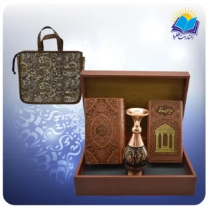 شاهنامه و حافظ پالتویی چرم با گلدان الماس تراش 16 با ساک ترمه هدیه (كد90295)