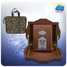 حافظ وزيری جعبه دار چرم طرح صدف خودكار و روان نویس با ساک ترمه هدیه (كد90381)